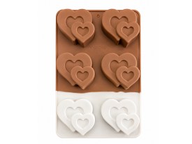 Molde silicona corazones dobles grandes